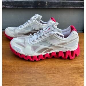 Reebok ZigTech Running Shoes Womens 8.5 White Pink Zig Sole Sneakers